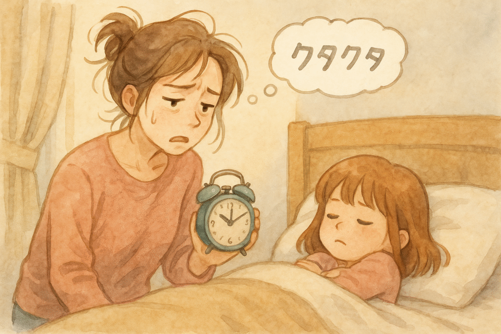 朝起きない子どもを起こそうとしている母親