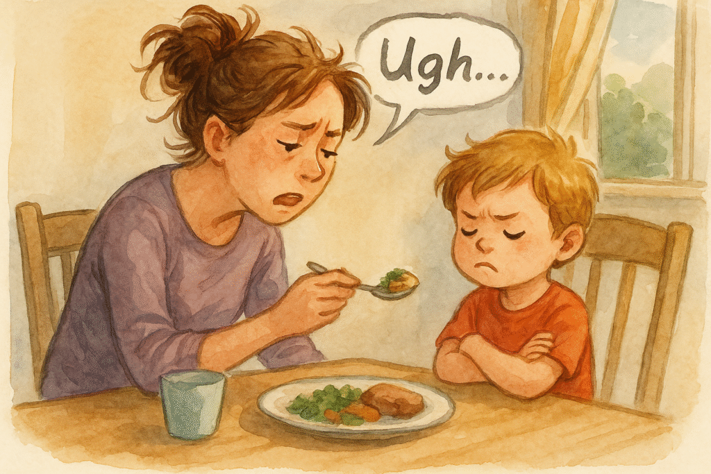 食べたくない子どもと困っている母親